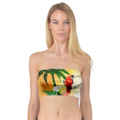 Cute Parrot With Flowers And Palm Women s Bandeau Tops by FantasyWorld7