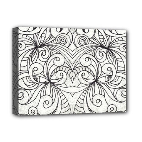 Drawing Floral Doodle 1 Deluxe Canvas 16  X 12   by MedusArt