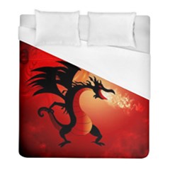 Funny, Cute Dragon With Fire Duvet Cover Single Side (twin Size) by FantasyWorld7