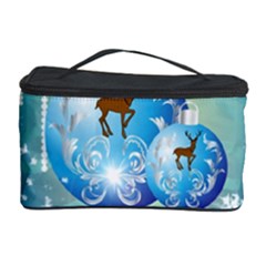 Wonderful Christmas Ball With Reindeer And Snowflakes Cosmetic Storage Cases by FantasyWorld7