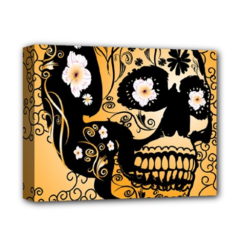 Sugar Skull In Black And Yellow Deluxe Canvas 14  X 11  by FantasyWorld7