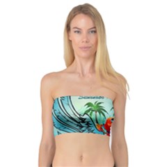 Summer Design With Cute Parrot And Palms Women s Bandeau Tops
