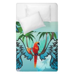 Summer Design With Cute Parrot And Palms Duvet Cover (single Size)