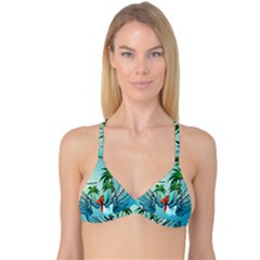 Summer Design With Cute Parrot And Palms Reversible Tri Bikini Tops
