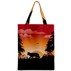 The Lonely Wolf In The Sunset Zipper Classic Tote Bags