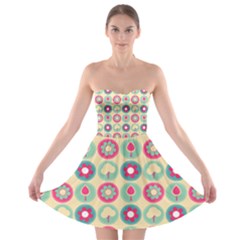 Chic Floral Pattern Strapless Bra Top Dress by GardenOfOphir