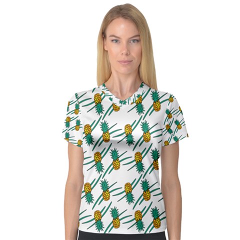Pineapple Pattern Women s V-neck Sport Mesh Tee by Famous