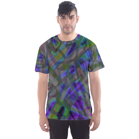 Colorful Abstract Stained Glass G301 Men s Sport Mesh Tees by MedusArt