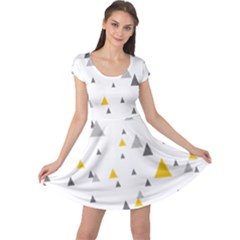 Pastel Random Triangles Modern Pattern Cap Sleeve Dresses by Dushan