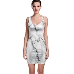 White Marble Stone Print Bodycon Dresses by Dushan