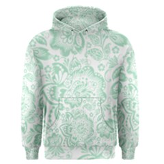 Mint Green And White Baroque Floral Pattern Men s Pullover Hoodies by Dushan