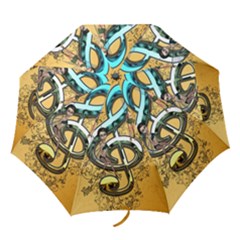 Music, Clef With Fairy And Floral Elements Folding Umbrellas by FantasyWorld7