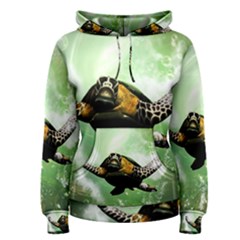 Beautiful Seaturtle With Bubbles Women s Pullover Hoodies by FantasyWorld7