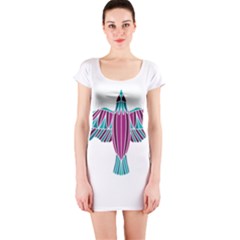 Stained Glass Bird Illustration  Short Sleeve Bodycon Dresses by carocollins