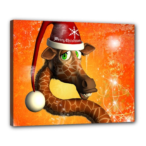 Funny Cute Christmas Giraffe With Christmas Hat Canvas 20  X 16  by FantasyWorld7