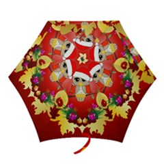 Funny, Cute Christmas Owl  With Christmas Hat Mini Folding Umbrellas by FantasyWorld7