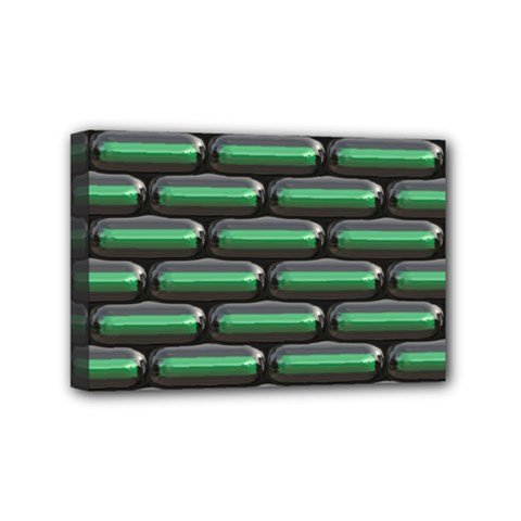 Green 3d Rectangles Pattern Mini Canvas 6  X 4  (stretched) by LalyLauraFLM