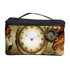 Steampunk, Wonderful Steampunk Design With Clocks And Gears In Golden Desing Cosmetic Storage Cases by FantasyWorld7