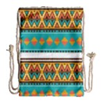 Tribal design in retro colors Large Drawstring Bag