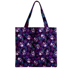 Flowers And Skulls Grocery Tote Bag by Ellador