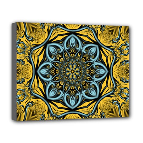 Blue Floral Fractal Deluxe Canvas 20  X 16   by igorsin