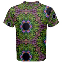 Repeated Geometric Circle Kaleidoscope Men s Cotton Tees by canvasngiftshop