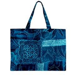 Blue Patchwork Zipper Tiny Tote Bags by trendistuff
