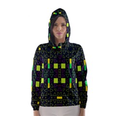 Triangles And Squares Hooded Wind Breaker (women) by LalyLauraFLM