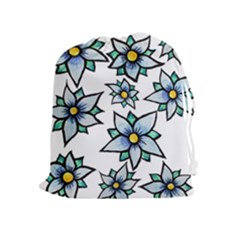 Blue Flowers Cute Spring Drawstring Pouches (extra Large)