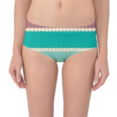 Rhombus And Retro Colors Stripes Pattern Mid-waist Bikini Bottoms