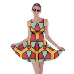 Honeycombs Triangles And Other Shapes Pattern Skater Dress by LalyLauraFLM
