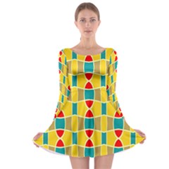 Colorful Chains Pattern Long Sleeve Skater Dress by LalyLauraFLM