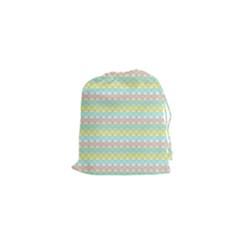 Scallop Repeat Pattern In Miami Pastel Aqua, Pink, Mint And Lemon Drawstring Pouches (xs)  by PaperandFrill