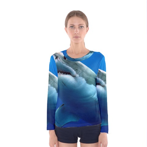 Great White Shark 3 Women s Long Sleeve T-shirts by trendistuff