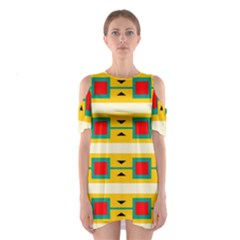 Connected Squares And Triangles Women s Cutout Shoulder Dress by LalyLauraFLM