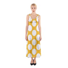 Sunny Yellow Polkadot Full Print Maxi Dress by Zandiepants