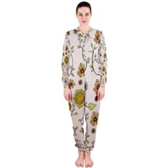 Yellow Whimsical Flowers  Onepiece Jumpsuit (ladies)  by Zandiepants