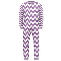 Lilac And White Zigzag Onepiece Jumpsuit (men)  by Zandiepants