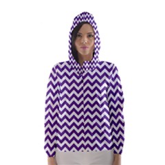 Purple And White Zigzag Pattern Hooded Wind Breaker (women) by Zandiepants