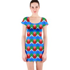 Shapes Rows Short Sleeve Bodycon Dress by LalyLauraFLM