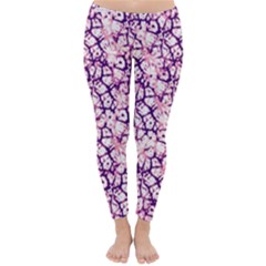 Officially Sexy Soft Pink & Dark Purple Cracked Pattern Winter Leggings 