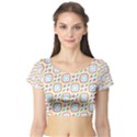 Squares rhombus and circles pattern  Short Sleeve Crop Top View1