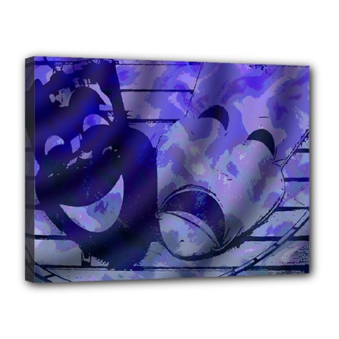 Blue Comedy Drama Theater Masks Canvas 16  X 12  by BrightVibesDesign