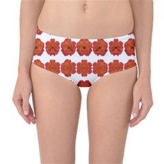 Red Rose Print Mid-waist Bikini Bottoms by dflcprintsclothing
