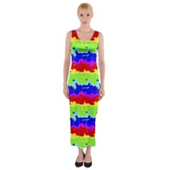 Colorful Abstract Collage Print Fitted Maxi Dress by dflcprintsclothing