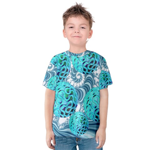 Teal Sea Forest, Abstract Underwater Ocean Kid s Cotton Tee by DianeClancy