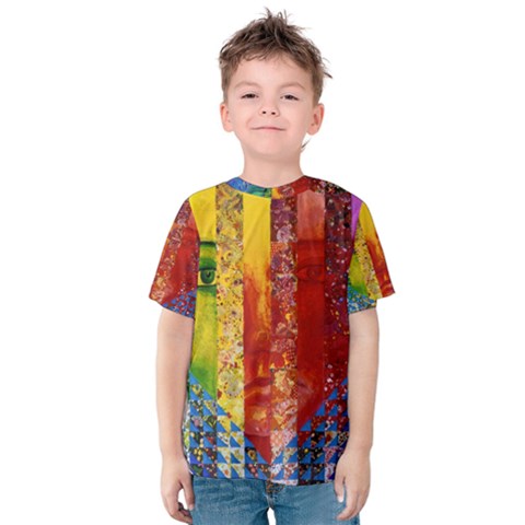 Conundrum I, Abstract Rainbow Woman Goddess  Kid s Cotton Tee by DianeClancy