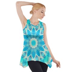 Blue Ice Goddess, Abstract Crystals Of Love Side Drop Tank Tunic