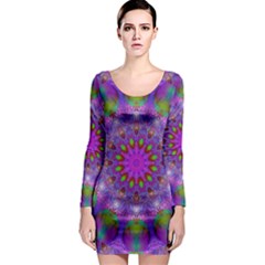 Rainbow At Dusk, Abstract Star Of Light Long Sleeve Bodycon Dress by DianeClancy