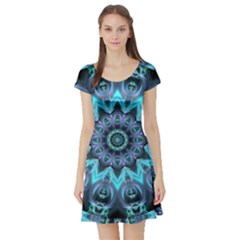 Star Connection, Abstract Cosmic Constellation Short Sleeve Skater Dress by DianeClancy